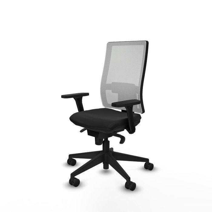 PIQUERAS Y CRESPO Silla de oficina Horna con Mecanismo Sincro, Malla Blanca y Similpiel Negro