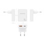 Aisens Cargador de Pared GaN Ultra Delgado 30W USB-C y USB-A Blanco