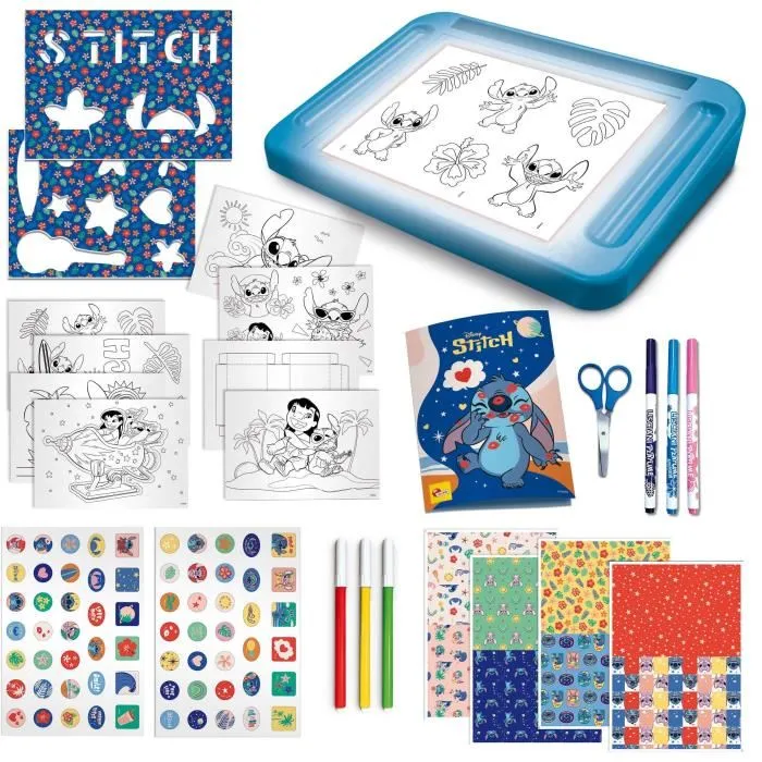 Lisciani Giochi Kit de Dibujo STITCH - Mesa de Luz, Modelos, Marcadores - LIS1737444065609