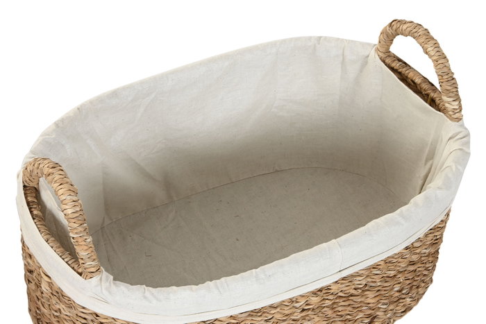 DKD Home Decor Set de 3 Cestas de Seagrass y Algodón Natural