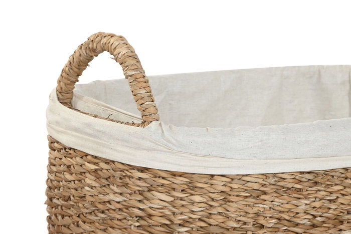 DKD Home Decor Set de 3 Cestas de Seagrass y Algodón Natural