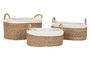 DKD Home Decor Set de 3 Cestas de Seagrass y Algodón Natural
