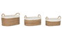 DKD Home Decor Set de 3 Cestas de Seagrass y Algodón Natural