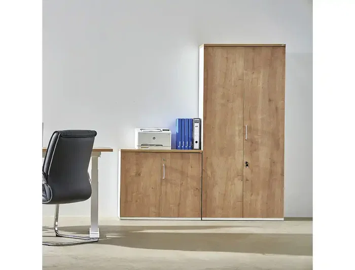 Rocada Armario Serie Store 2 Puertas Enteras con 1 Estante 78x90x45 cm Acabado Gris/Blanco