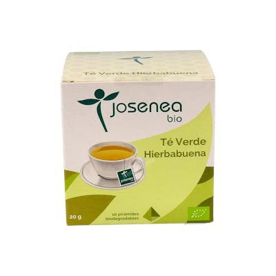 JOSENEA Té Verde-Hierbabuena 10 Pirámides Ensobradas Bio para una mejor digestión JOSENEA Té Verde-Hierbabuena 10 Pirámides Ensobradas Bio para una mejor digestión