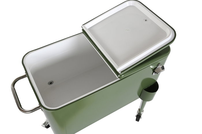 DKD Home Decor Nevera Terraza Y Jardin Verde Musgo Acero y Pp 43 x 80 x 74 cm