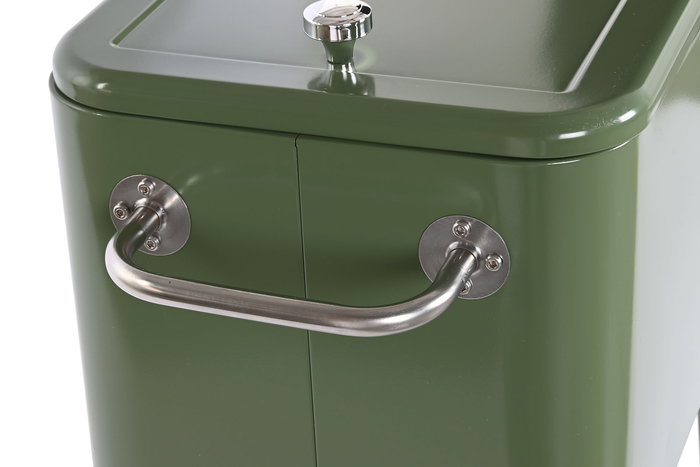 DKD Home Decor Nevera Terraza Y Jardin Verde Musgo Acero y Pp 43 x 80 x 74 cm