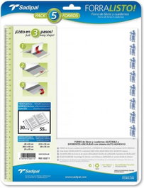 SADIPAL Pack de 5 Forros para Libros Ajustables 30x52cm Forralisto PP 80micras