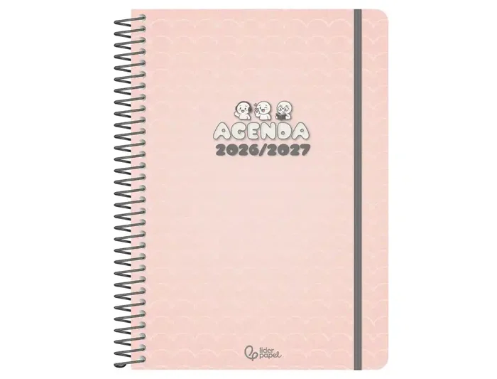 Liderpapel Agenda Escolar 2026-2027 Fantasy Espiral Día Página A6 Bilingüe con Papel FSC 90g, Gomilla y Pegatinas
