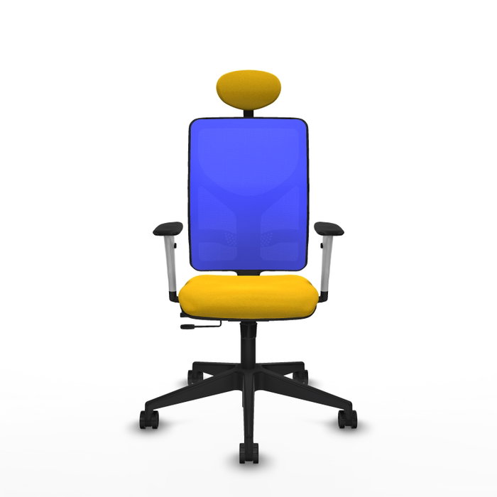 PIQUERAS Y CRESPO Silla de oficina Motilla con mecanismo Sincro/Traslack, Amarillo y Azul