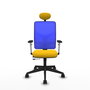 PIQUERAS Y CRESPO Silla de oficina Motilla con mecanismo Sincro/Traslack, Amarillo y Azul