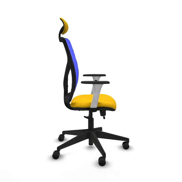 PIQUERAS Y CRESPO Silla de oficina Motilla con mecanismo Sincro/Traslack, Amarillo y Azul