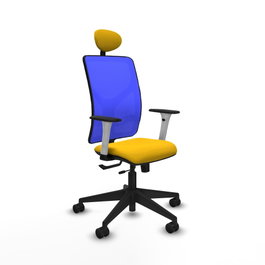 PIQUERAS Y CRESPO Silla de oficina Motilla con mecanismo Sincro/Traslack, Amarillo y Azul