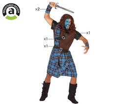 Disfraz Escocés Hombre Adulto William Wallace Azul XL