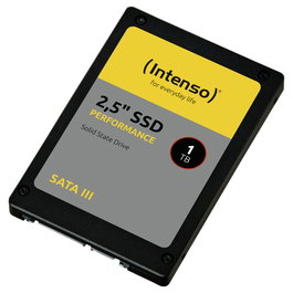 Intenso Performance SSD 3814460 - 1TB 2.5" SATA III, Velocidad Lectura 550 MB/s, Escritura 500 MB/s, Resistente a Golpes, para PC/Portátil