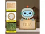 Wondee Lampara Robbot Bebe Madera Personalizable con Nombre - Luz Nocturna Infantil con USB-C y Pilas, Incluye Kit Letras (170x50x125 mm)