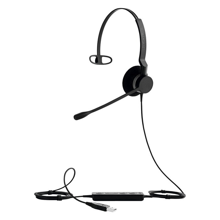Jabra BIZ 2300 USB Auriculares de Diadema Monoaural para Oficina, Cancelación de Ruido, Micrófono Boom, Negro, Referencia 2393-829-109