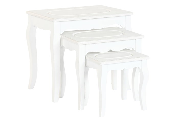DKD Home Decor Set de 3 Mesitas Auxiliares Alice Madera DKD Home Decor Set de 3 Mesitas Auxiliares Alice Madera