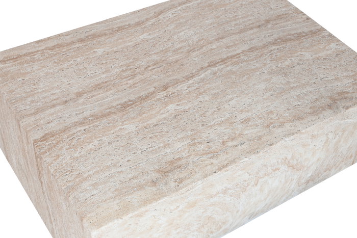 DKD Home Decor Mesa de Centro Fibra Vidrio Simil Travertine 90x60x30