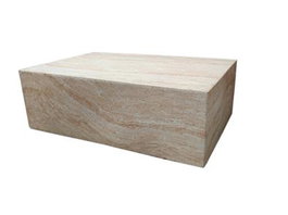 DKD Home Decor Mesa de Centro Fibra Vidrio Simil Travertine 90x60x30