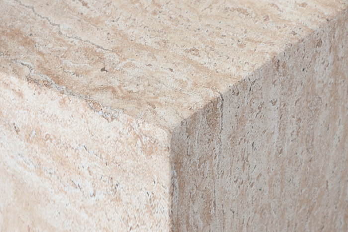 DKD Home Decor Mesa de Centro Fibra Vidrio Simil Travertine 90x60x30