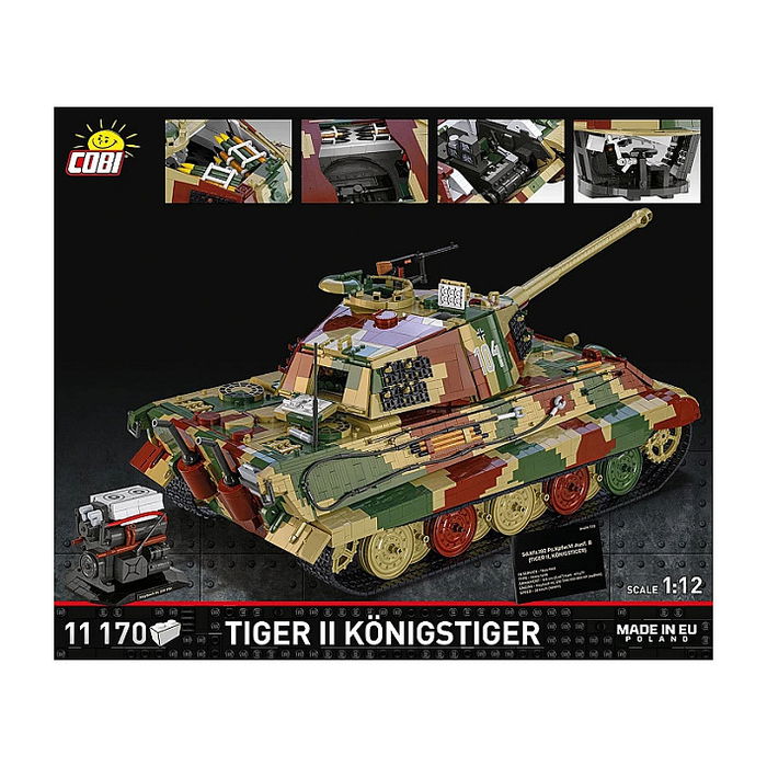 Cobi Tiger II Königstiger Juego de Construcción con 1117 Piezas, Color Camuflaje, Escala 1:12, Edad Recomendada 12 Años, Modelo 325 mm x 860 mm x 290 mm