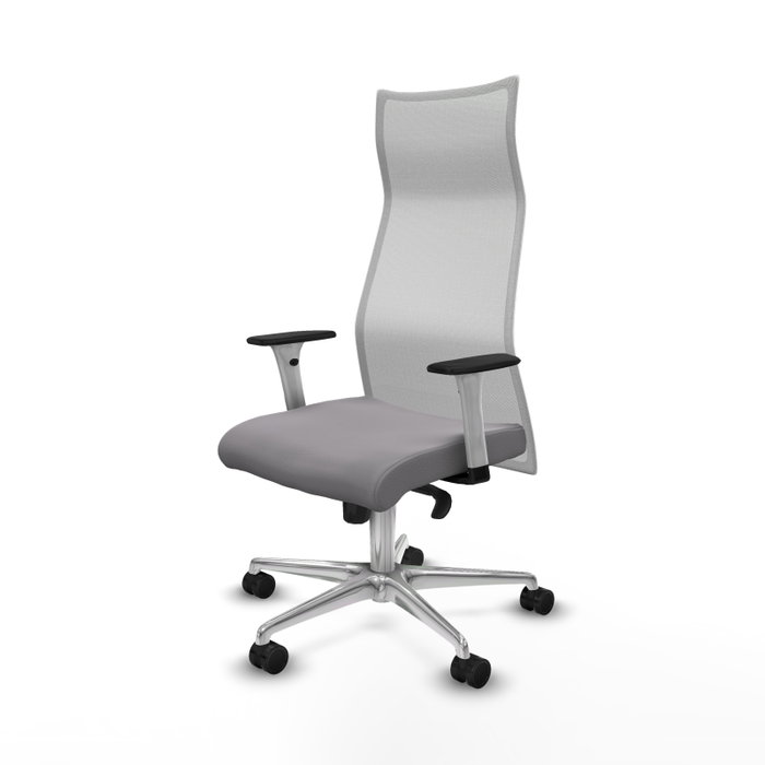 PIQUERAS Y CRESPO Sillón Albacete con mecanismo Sincro, Similpiel Gris y Malla Blanco