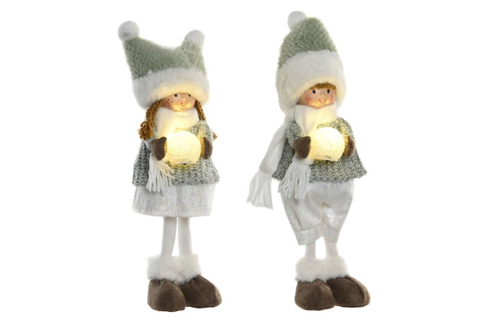DKD Home Decor Figura LED de Poliester Niña Surtido de 2