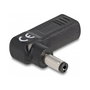 DeLOCK Adaptador Cable Carga USB-C Hembra a 5.5x2.1mm Macho 90° para Portátil, 19V 3A, Negro