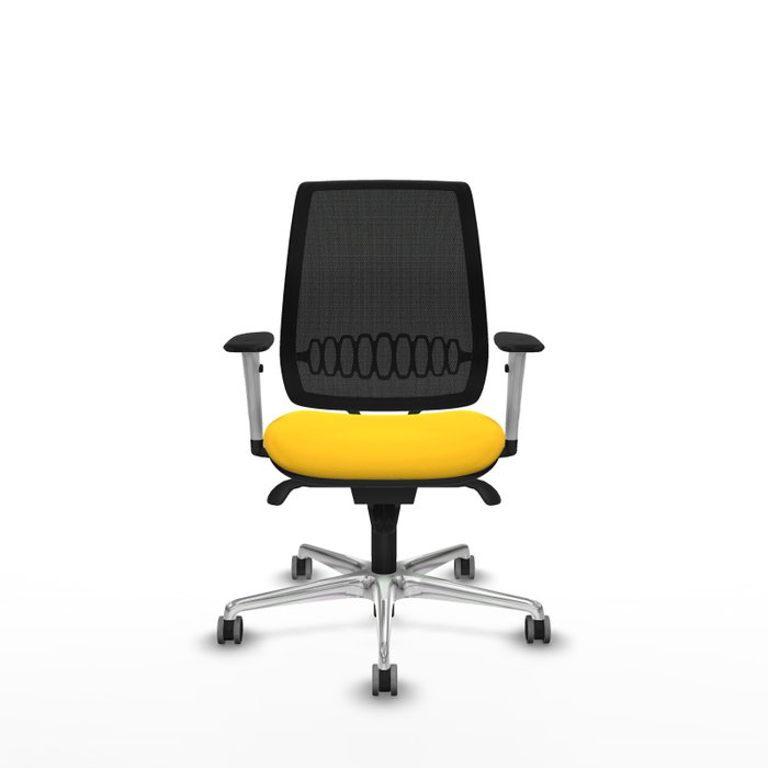 PIQUERAS Y CRESPO Alares Silla de Oficina con Mecanismo Sincro, Malla Negra y Asiento Amarillo