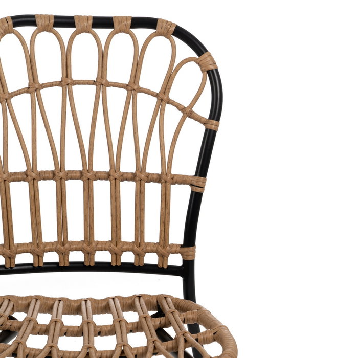 Taburete Natural-Negro Pe-Acero Salón 60 X 61 X 117 cm (Set de 2)