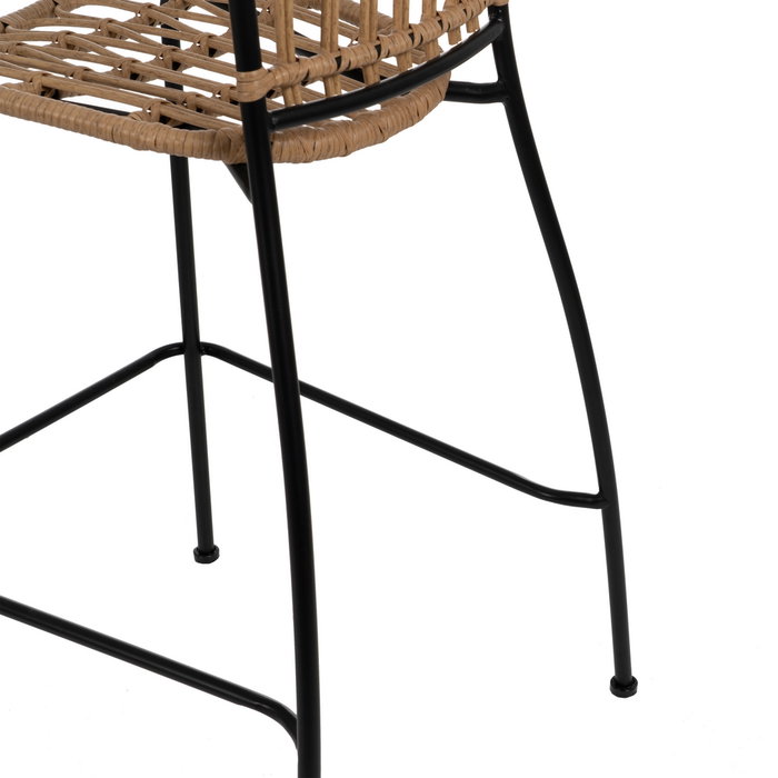 Taburete Natural-Negro Pe-Acero Salón 60 X 61 X 117 cm (Set de 2)