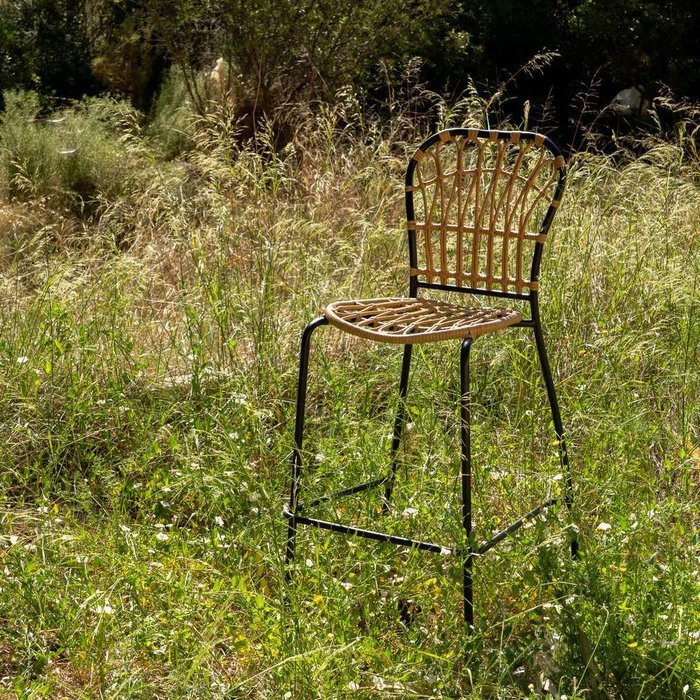 Taburete Natural-Negro Pe-Acero Salón 60 X 61 X 117 cm (Set de 2)