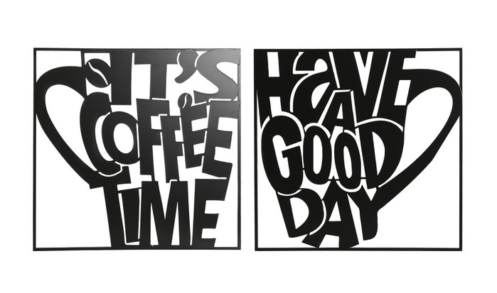DKD Home Decor Decoración de Pared de Metal Taza Negro (Pack de 2) DKD Home Decor Decoración de Pared de Metal Taza Negro (Pack de 2)
