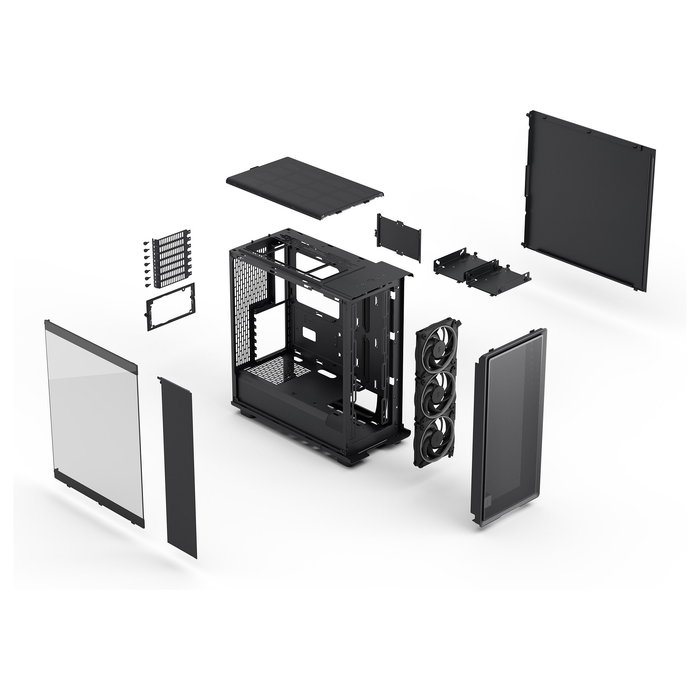 Fractal Design Epoch Midi Tower Caja PC Negro ATX/microATX/Mini-ITX Acero Panel Lateral Vidrio Templado RGB 3 Ventiladores 120mm Incluidos