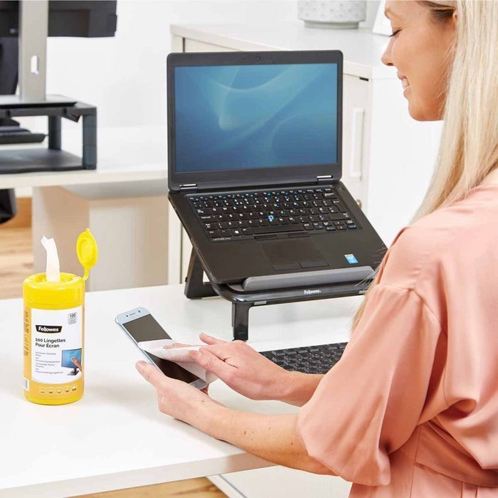 Fellowes Dispensador de 100 Toallitas Limpiadoras de Pantalla 9970330 Fellowes Dispensador de 100 Toallitas Limpiadoras de Pantalla 9970330