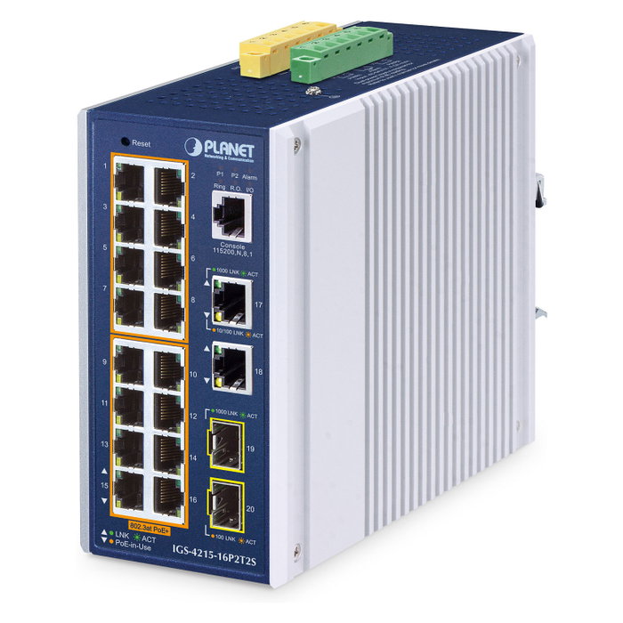 Planet IGS-4215-16P2T2S Switch Industrial 16 Puertos PoE+ Gigabit L2/L4 Planet IGS-4215-16P2T2S Switch Industrial 16 Puertos PoE+ Gigabit L2/L4