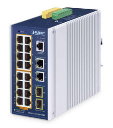 Planet IGS-4215-16P2T2S Switch Industrial PoE Gestionable L2/L4 16 Puertos PoE+ Gigabit + 2 RJ45 Gigabit + 2 SFP