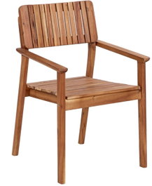 DKD Home Decor Silla de Terraza y Jardín de Teca Apilable, Marrón, 2 Unidades - 60 x 88 x 55 cm