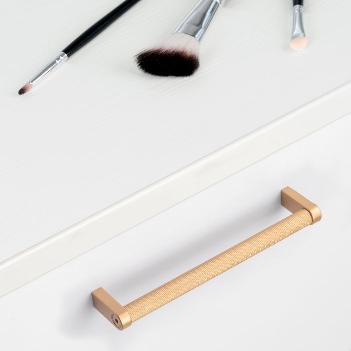 Emuca Lote de 5 tiradores para mueble Bergen, L141mm, intereje 128mm, Aluminio, Pintado oro