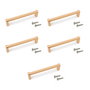 Emuca Lote de 5 tiradores para mueble Bergen, L141mm, intereje 128mm, Aluminio, Pintado oro