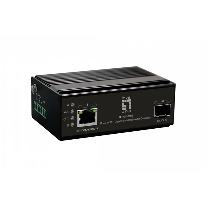 LevelOne IGC-0102 Convertidor de medios Industrial Gigabit RJ45 SFP Negro LevelOne IGC-0102 Convertidor de medios Industrial Gigabit RJ45 SFP Negro