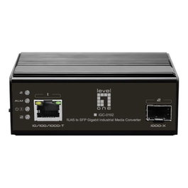 LevelOne IGC-0102 Convertidor de medios Industrial Gigabit RJ45 SFP Negro