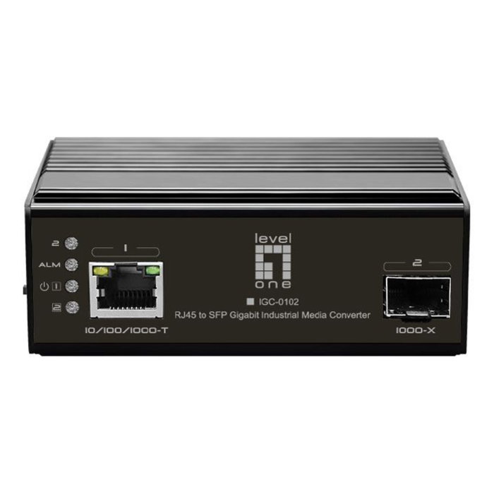 LevelOne IGC-0102 Convertidor de medios Industrial Gigabit RJ45 SFP Negro LevelOne IGC-0102 Convertidor de medios Industrial Gigabit RJ45 SFP Negro