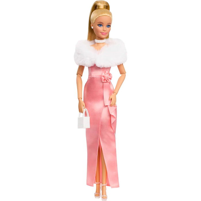 Barbie Muñeca Noche Encantada JHD25 - Vestido Satinado con Estola y Bolso, Colección Replay The Classics