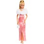 Barbie Muñeca Noche Encantada JHD25 - Vestido Satinado con Estola y Bolso, Colección Replay The Classics