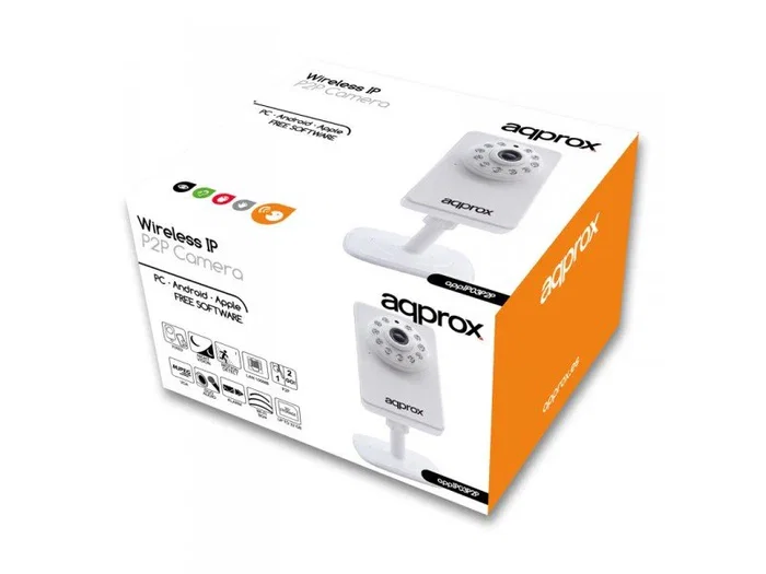Approx APPIP03P2P Cámara IP de Seguridad WiFi Interior Cubo, 640x480, Visión Nocturna, Audio Bidireccional, P2P, Grabación MicroSD hasta 32GB, Color Blanco