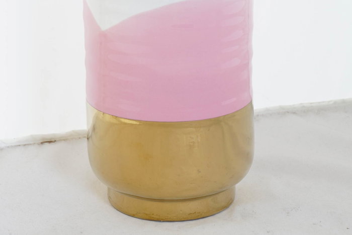 DKD Home Decor Jarrón de Porcelana Rosa y Dorado 12,2x12,2x26 cm DKD Home Decor Jarrón de Porcelana Rosa y Dorado 12,2x12,2x26 cm
