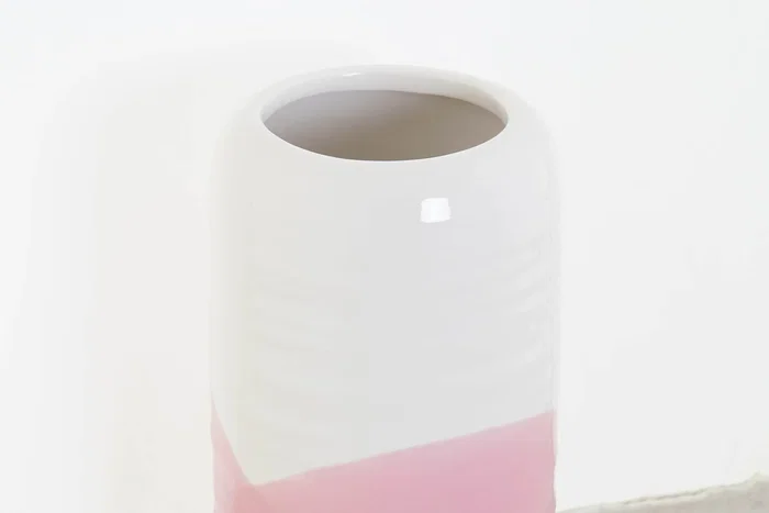 DKD Home Decor Jarrón de Porcelana Rosa y Dorado 12,2x12,2x26 cm DKD Home Decor Jarrón de Porcelana Rosa y Dorado 12,2x12,2x26 cm