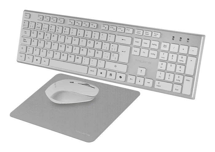 Tacens ZENITH Combo Pack 3 en 1 Teclado Inalámbrico Full-Size Portugués QWERTY PT + Ratón + Alfombrilla - DualLink 2.4 GHz, Tecla Copilot IA, 3200 DPI, Multiconectividad